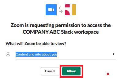 slack上でzoomの招待を受け、許可する